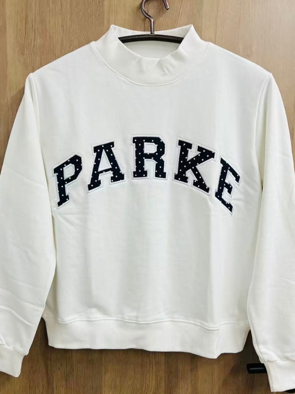 PARKE White Polka‑Dot Mock‑Neck Sweatshirt